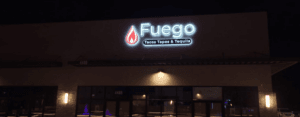Fuego outdoor channel letter sign