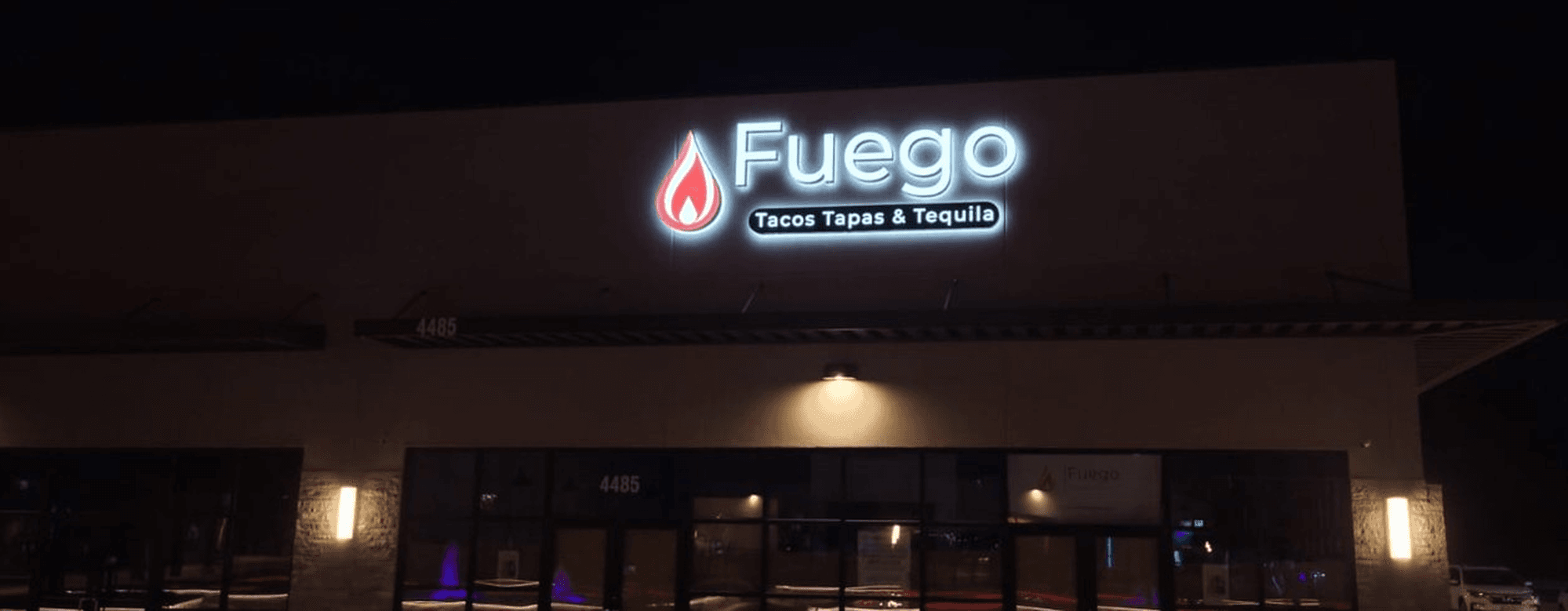 Fuego outdoor channel letter sign