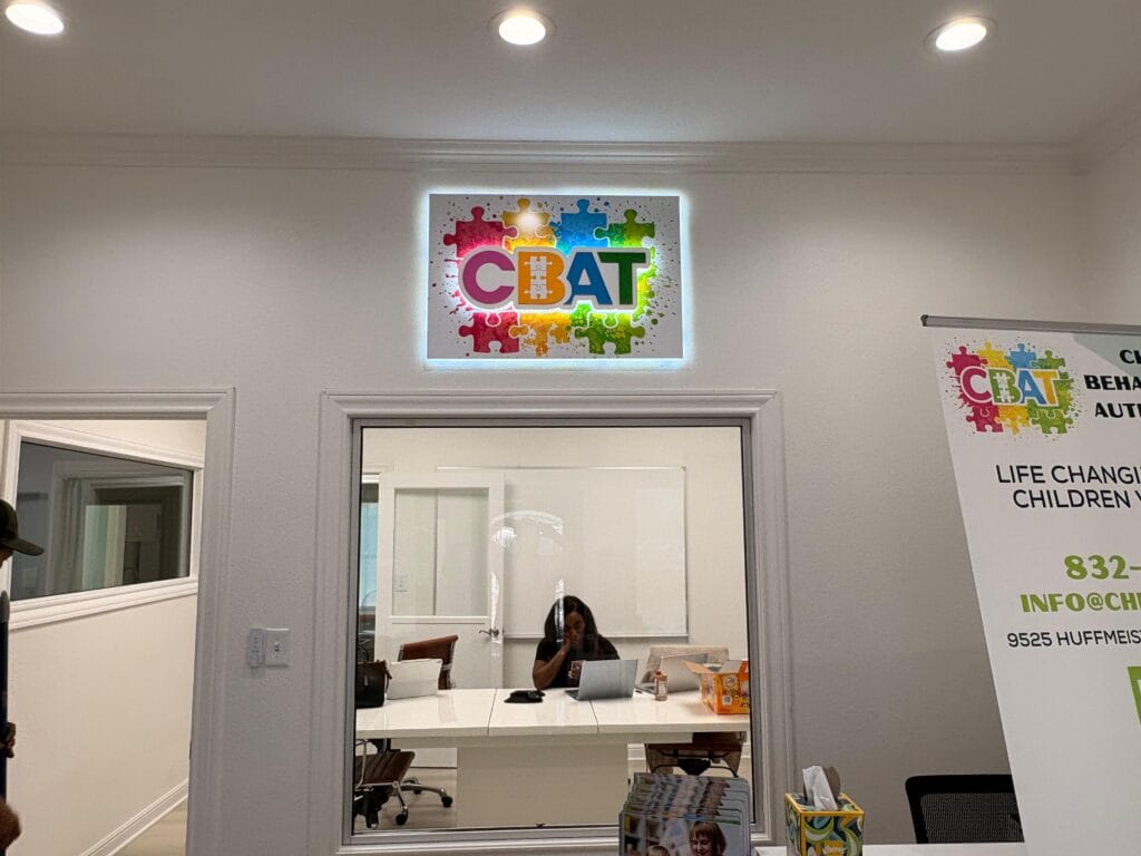 Interior backlit lobby sign