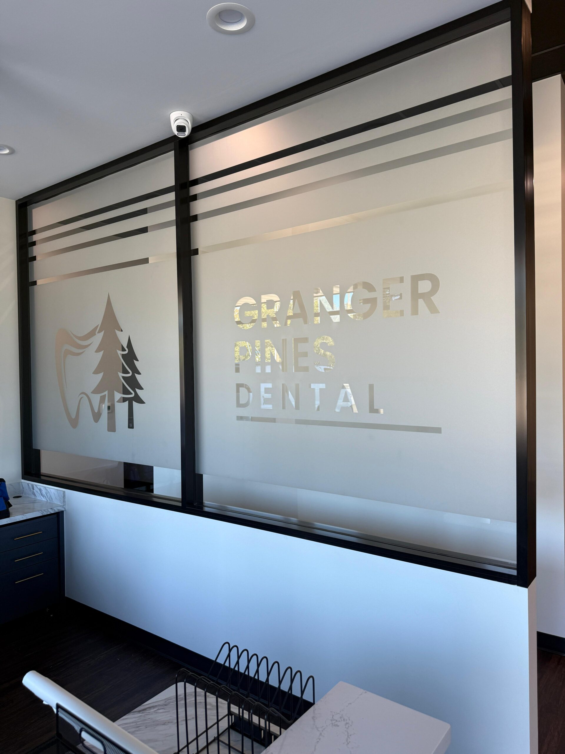 Granger Pines Dental frosted privacy film by Uni Signs